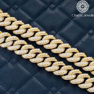 Charm Jewells Men's 14K Gold Plated Moissanite IGI Certified Ball Shape <b>Statement</b> <b>Necklace</b> Brilliant Cut Link Chain Luxury Hip - Product Image 3