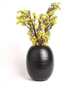 Durable Traditional Metal Tabletop Vase with Hammered Texture Handmade Round Design for Floral Display Flower Vase <b>Pot</b> - Product Image 2
