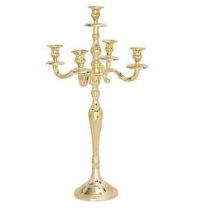 Candélabre doré, grand chandelier à 5 branches pour centre de table de mariage, événements de Noël et réceptions - Product Image 1