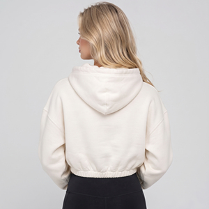 <b>Women</b> Printed <b>Crop</b> Hoodie Elastic Hem Hooded Sweatshirt Cotton Fleece Streetstyle <b>Crop</b> <b>Hoodies</b> <b>Women</b> Dropshoulder <b>Crop</b> Hoodie - Product Image 2