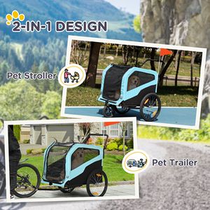Rimorchio e passeggino 2-in-1 in alluminio per cani di grossa taglia con attacco di sicurezza, ruote a sgancio rapido e poggiapiedi - Carrello per animali domestici da bicicletta - Product Image 4