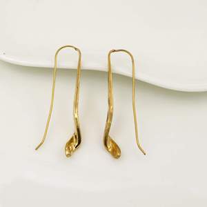 Boucles d'oreilles pendantes en laiton plaqué or, style vintage, bijoux unisexes - Product Image 2