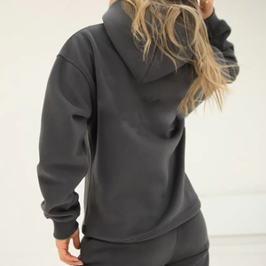 Sudadera con Capucha Extra Grande para Mujer, Color Sólido, Algodón, Felpa de Bambú, Manga Larga, Transpirable, Estilo Casual, Otoñal - Product Image 5