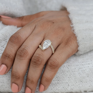 14K Solid Gold CVD Lab Grown Diamond IGI Certified Pear Cut Open <b>Wrap</b> Ring Pave Band Engagement Ring <b>Wedding</b> Bridal Ring <b>Gift</b> - Product Image 5