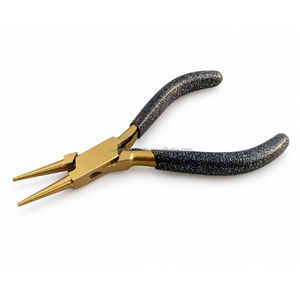 Pince à bec rond dorée avec poignée noire pailletée, mâchoires rondes lisses, outil léger pour la fabrication de bijoux et la mise en boucle de fils, 5 pouces - Product Image 3