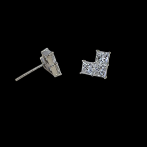 Flowing Elongated Three Prong Princess Cut Solitaire Lab Grown Diamond <b>Studs</b> 14K Gold Luxury <b>Fine</b> Jewelry Wholesale <b>Earring</b> - Product Image 6