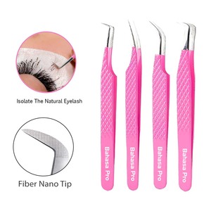 Pinces à cils roses personnalisées avec pointe en fibre et service d'étiquetage privé, kits d'extensions de cils et ensembles d'outils de beauté par Bahasa Pro - Product Image 1