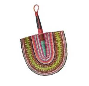 Handmade multi color woven seagrass <b>fan</b> eco friendly <b>hand</b> <b>held</b> cooling <b>fan</b> ethnic patterned summer cooling decoration wedding pr - Product Image 2