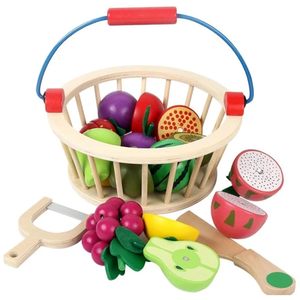 Wudly Magnetic <b>Wooden</b> Cutting Fruit Food Play <b>Toy</b> Set <b>Kitchen</b> & Food <b>Toys</b> with Basket for Kids - Product Image 5