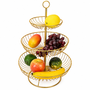 2 Tier Fruit <b>Basket</b> Metal Wire Fruit Bowl Countertop Fruit Holder Detachable 2-Layer Vegetable <b>Storage</b> Organizer for Kitchen - Product Image 4