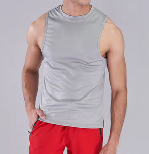Camisetas sin mangas al por mayor con logo personalizado, de algodón, ligeras, suaves, blancas, lisas, para gimnasio, fitness, correr, para hombre. - Product Image 3