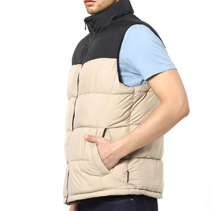 Chaleco Acolchado Beige Sólido de Alta Calidad 2025 para Hombre, Venta al por Mayor, Tela de Poliéster, Cuello Alto, MOQ Bajo, Ropa de Invierno, Chaquetas para Hombre - Product Image 3
