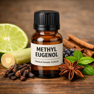 OEM al por mayor: Metil Eugenol de alta pureza, líquido químico aromático para la industria de fragancias, sabores y perfumería. Exportador a granel. - Product Image 1