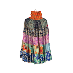 Femmes été décontracté Style bohème soie Maxi jupe respirant Flowy Patchwork Hippie Festival robe à plusieurs niveaux couche longue fluide - Product Image 5