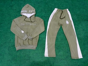 Ensemble de survêtement décontracté d'hiver pour homme, 2 pièces, avec capuche et pantalon, couleur unie, impression sérigraphique, vente en gros - Product Image 2