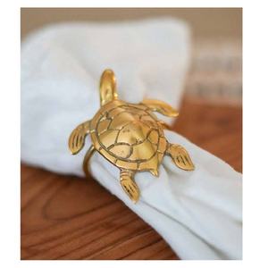Servilletero de Latón Hecho a Mano con Forma de Tortuga Marina, Dorado, 6x4.5cm de Diámetro, para Cenas, Bodas, Acción de Gracias, Fiestas, Mesa - Product Image 1