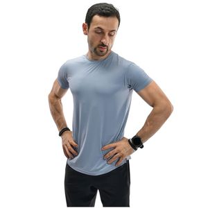 Camiseta de Manga Corta Azul Claro para Hombre, Cuello Redondo, Corte Ajustado, Lisa, Informal, Básica, de Color Sólido, para Uso Diario, Ligera - Product Image 2