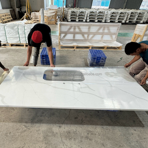 Apartamento de ingeniería residencial selectiva antimiceto contrastante Calacatta Piedra de cuarzo artificial Isla de encimera de cocina - Product Image 5