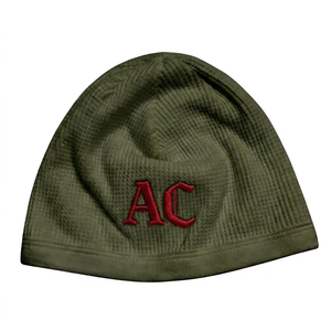 Gorro Unisex de Acrílico Negro con Bordado AC Blanco, Gorro de Invierno de Punto Acanalado Informal, 56-58CM - Product Image 2