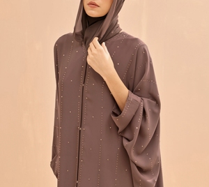 Abaya Tradicional Islámica Negra para Mujer, Estilo Saudí, de Poliéster Transpirable, Largo hasta el Tobillo, para Primavera, Venta al Por Mayor en Dubái - Product Image 2