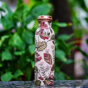 Hammered <b>Copper</b> <b>Bottle</b> With Secure Screw Cap Traditional Health Water Storage <b>Bottle</b> For Everyday Use - Product Image 3