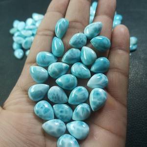 Top Selling Natural Larimar Pear Shape Cabochon Calibrated Size 7x10 MM High <b>Dome</b> Polished For Earring Pendant Manufacturing - Product Image 2