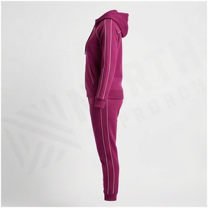 Women Hooded Tracksuit Set Full Zip Sweatshirt Jogger Pants Solid Color Casual Autumn Wear Polyester Cotton <b>Blend</b> - Product Image 3