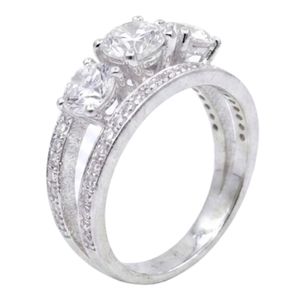 Bague unisexe Gemvanity SR1454 plaquée or 14 carats, luxe chrétien classique, sertissage en canal, moissanite taille brillant pour femme - Product Image 1