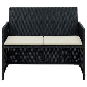 Canapé de jardin 2 places en polyrotin noir avec structure en acier thermolaqué et polyester – Mobilier d'extérieur attrayant - Product Image 2