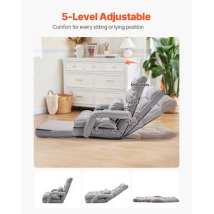 Sedia da Gaming Stile Giapponese con 5 Posizioni Regolabili e Design Pieghevole per Adulti - Product Image 2