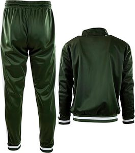 Survêtement unisexe vert foncé à manches longues, couleur unie, décontracté, pour l'automne, fermeture éclair, poches latérales, coupe régulière, poids moyen - Product Image 5