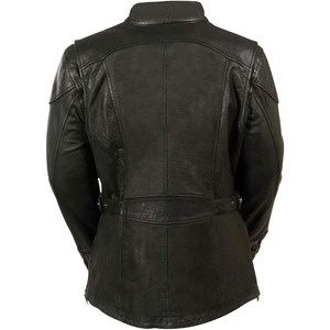 Veste de moto en cuir noir croisé pour femme SAMROZ SPORTS - Product Image 4