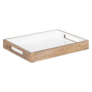 Fabrication sur mesure Plateau rectangulaire en bois de manguier avec poignées Plateaux en bois pour la décoration et le service à prix de gros et à bas quantité minimale de commande - Product Image 1