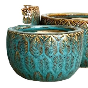 Maceta de Cerámica Vietnamita para Interiores/Jardín, Tallada a Mano, Estilo Zen Asiático, Compatible con Flores Artificiales, Maceta de Piso - Product Image 4