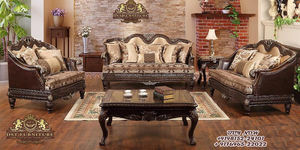 ชุดโซฟาตุรกีสุดหรู สีวอลนัทขัดเงา แกะสลักแบบฝรั่งเศส 8 ที่นั่ง ชุดโซฟาหรูหราทันสมัยสำหรับห้องนั่งเล่น - Product Image 3