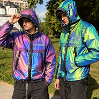 Veste à capuche personnalisée, style streetwear vintage, imperméable, changeant de couleur selon la température, fermeture éclair intégrale, veste décontractée pour homme, hiver, extérieur, tendance