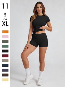 Ensemble de yoga pour femme : haut court uni taille haute et leggings longs sans couture respirants, avec veste zippée - Product Image 5
