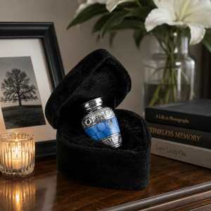 Grecian Keepsake Aluminium Small Urn <b>Heart</b> <b>Shaped</b> Velvet <b>Box</b> (3 Cubic Inches Handmade) | Wholesale Funeral Urns Manufacturer - Product Image 4