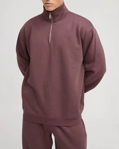 Ensemble de survêtement unisexe couleur unie demi-zippé 2-en-1 écologique, sweat-shirt et pantalon en coton à manches longues coupe classique, tenue décontractée pour l'hiver - Product Image 6