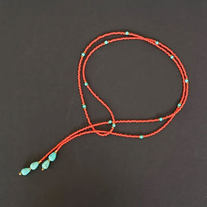 Handmade Turquoise <b>Beaded</b> Choker Necklace <b>Set</b> Gold Chain Layered Boho Minimalist Jewelry Gift - Product Image 1