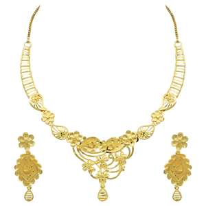 สร้อยคอทองเหลืองชุบทอง 14K 18K 24K แบบสั้น ดีไซน์ดอกไม้แบบดั้งเดิม ชุดเครื่องประดับแฟชั่น ขายส่ง - Product Image 4