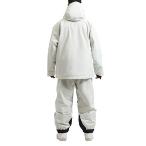 Conjunto de Chaqueta y Pantalones de Esquí Impermeables para Hombre, Traje de Snowboard con Capucha, Ropa de Nieve con Cierre, Color Blanco Hueso - Product Image 4