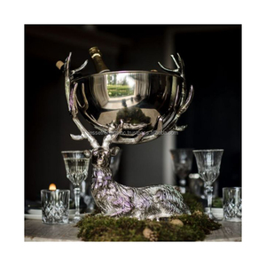 Enfriador de vino de aluminio con soporte largo Acabado niquelado Forma redonda Excelente calidad para servir Precio al por mayor - Product Image 6