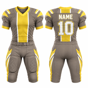 Ensemble d'uniformes de football américain personnalisés pour hommes, sublimés, col en V, manches courtes, polyester respirant, ajustés, toutes saisons - Product Image 4