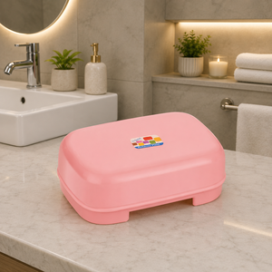 Porte-savon en plastique rose Reliance Plast avec couvercle, accessoire de salle de bain moderne, facile à nettoyer - Product Image 1