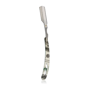 Rasoir à lame unique en acier inoxydable avec manche métallique, design monnayeur, pour usage en salon de coiffure, outil de rasage du visage, motifs drapeaux - Product Image 5