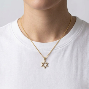 จี้ดาวประดับเพชรโมอิสซาไนต์ทองคำขาว 14K พร้อมสร้อยคอประดับเพชรทรงหกเหลี่ยม เหมาะสำหรับเป็นของขวัญในงานแต่งงานหรืองานเลี้ยง - Product Image 4