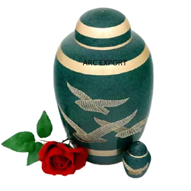 Conception Unique de grands oiseaux de dieu, décoration pour les urnes, dernière urne décorative de luxe de couleur verte foncée