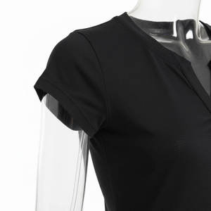 T-shirt à manches courtes col rond noir surdimensionné pour femme, coupe ample, jersey 100% coton, couleur unie, toutes saisons, vêtements décontractés - Product Image 2