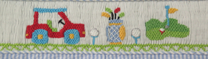 Romper de Algodón para Bebé Niño con Tema de Golf, Azul a Rayas, Seersucker, Bordado a Mano, Cierre de Botones, Diseño de Carrito de Golf, Sin Mangas - Product Image 6